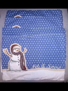 St. Nicholas Square Blue Snowman Kitchen Towel Set